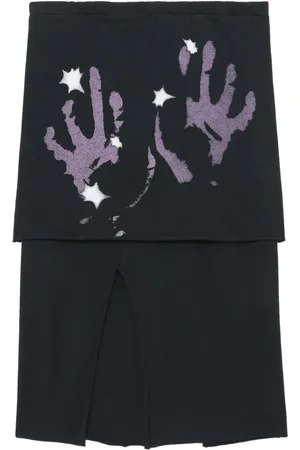 OUR LEGACY Layered hand-print cotton skirt