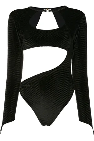 AMIR SLAMA Cutout velvet-effect bodysuit