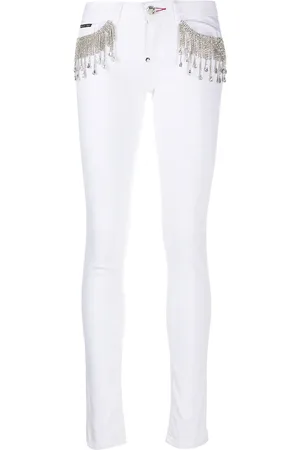 Philipp Plein Crystal-fringe slim-fit jeans