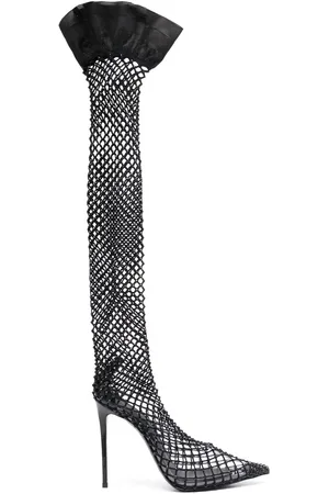 LE SILLA Gilda fishnet thigh-high boots