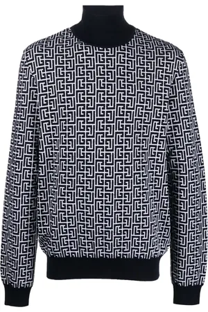 Balmain Monogram-intarsia roll-neck jumper