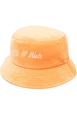 Sporty & Rich Logo-embroidered cotton velvet bucket hat