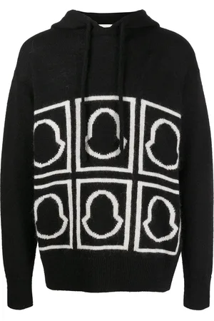 Moncler Logo-intarsia knitted hoodie