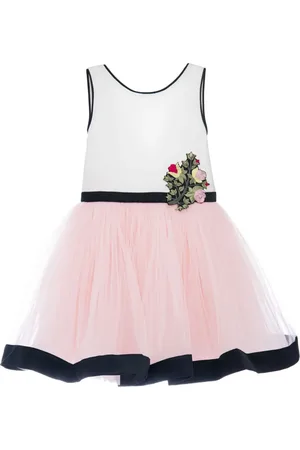 Tulleen Floral-appliqu?? tulle dress