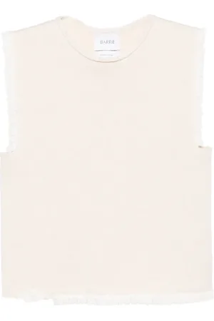 Barrie Frayed-detailing knitted top