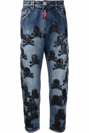 Philipp Plein Skull-patch tapered jeans