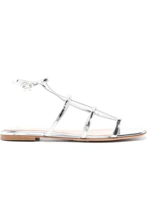 Gianvito Rossi Metallic leather flat sandals