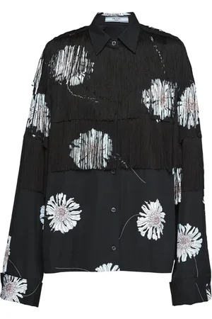 Prada Floral-print fringed shirt