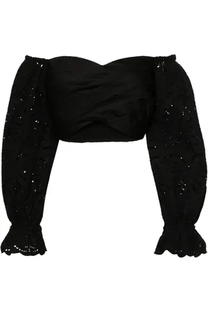 Self-Portrait Broderie anglaise cropped blouse