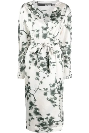 ROTATE Abstract floral-print midi dress