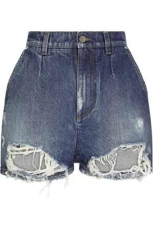 Dolce & Gabbana Distressed high-rise denim shorts