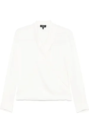 THEORY Peak-lapels wrap blouse