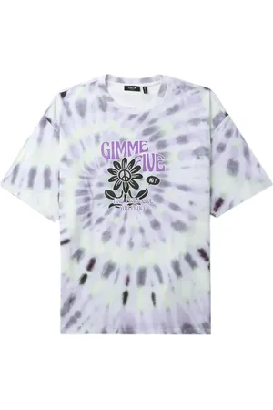 FIVE CM Slogan-print tie-dye T-shirt
