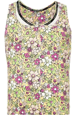 MARTINE ROSE Layered floral-print tank top