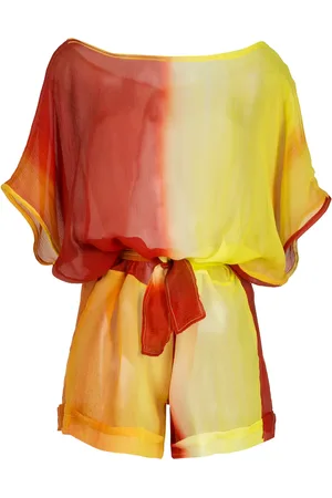 AMIR SLAMA Printed silk playsuit