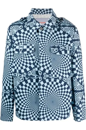 Bluemarble Geometric-pattern cotton shirt