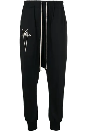 Rick Owens Logo-embroidered drop-crotch track pants