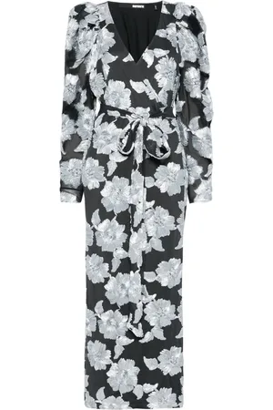 ROTATE Flower mesh maxi dress
