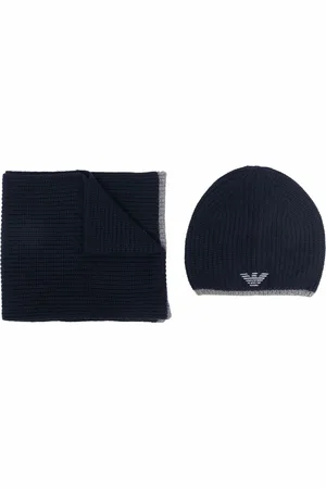 Emporio Armani Embroidered-logo hat and scarf set
