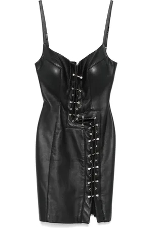 MITILIANE COUTURE Piercing-embellished leather mini dress