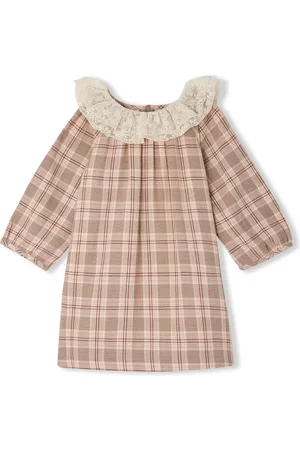 BONPOINT Checked ruffle-trim dress