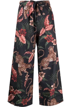 Desmond & Dempsey Jungle-motif cotton pajama bottoms