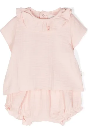 TEDDY & MINOU Ruffled cotton babygrow set