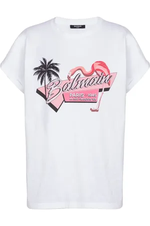 Balmain Flamingo-print cotton T-shirt