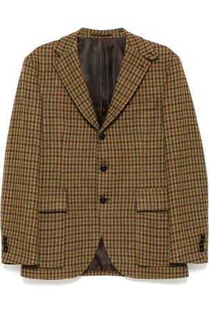 MAN ON THE BOON. Gingham checked single-breasted blazer
