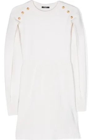 Balmain Ribbed-knit buttoned dress