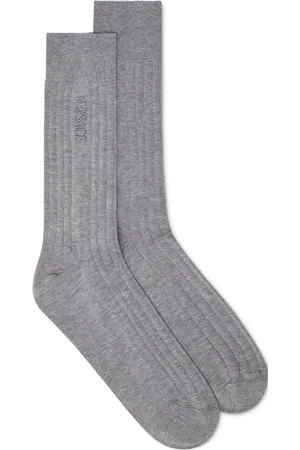 VERSACE Embroidered-logo ribbed socks