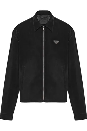 Prada Triangle-logo velvet blouson jacket