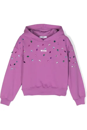 Msgm Crystal-embellished logo-print hoodie