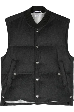 Thom Browne Baseball-collar virgin wool gilet