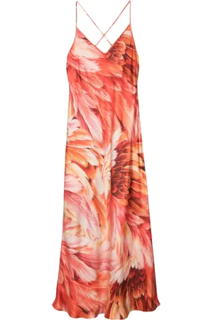 Roberto Cavalli Plumage silk maxi dress