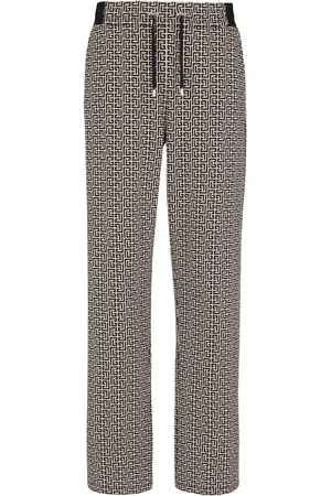 Balmain Monogram-jacquard drawstring-waistband track pants