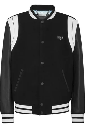 Philipp Plein Leather sleeves bomber jacket