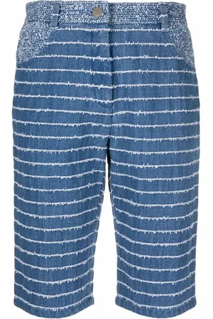 KRIZIA Frayed-stripe bermuda shorts