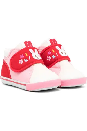Miki House Embroidered-logo touch-strap sneakers