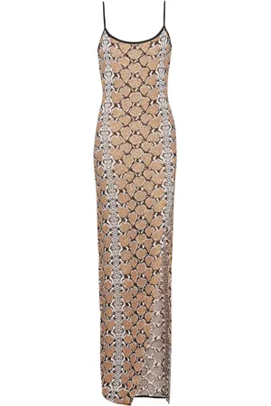 Balmain Python-jacquard glittered maxi dress