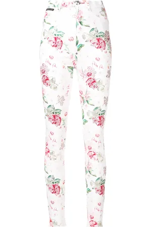 Philipp Plein Embellished rose print jeans