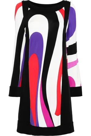 Puccini Marmo-print long-sleeve dress