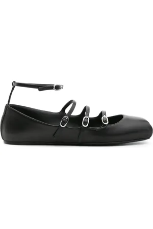 Alexander McQueen Buckled-straps leather ballerina shoes