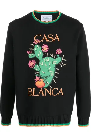 Casablanca Floral-intarsia crew-neck jumper