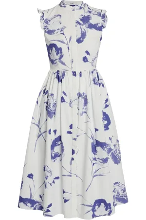 Erdem Floral-print ruffled-sleeve dress