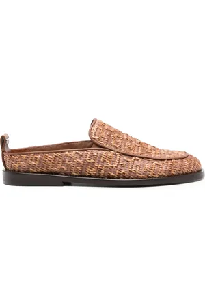 GCDS Monogram-embossed raffia mules