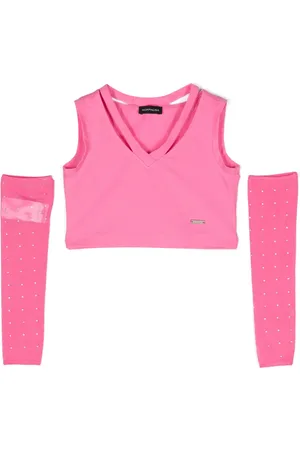MONNALISA Rhinestone-embellished crop top