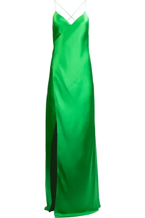 Michelle Mason Cross-strap silk wrap gown