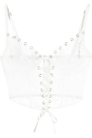 FLEUR DU MAL Eyelet-embellished lace-up bustier