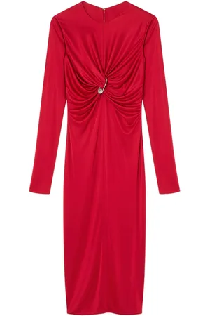 VERSACE Safety Pin gathered midi dress